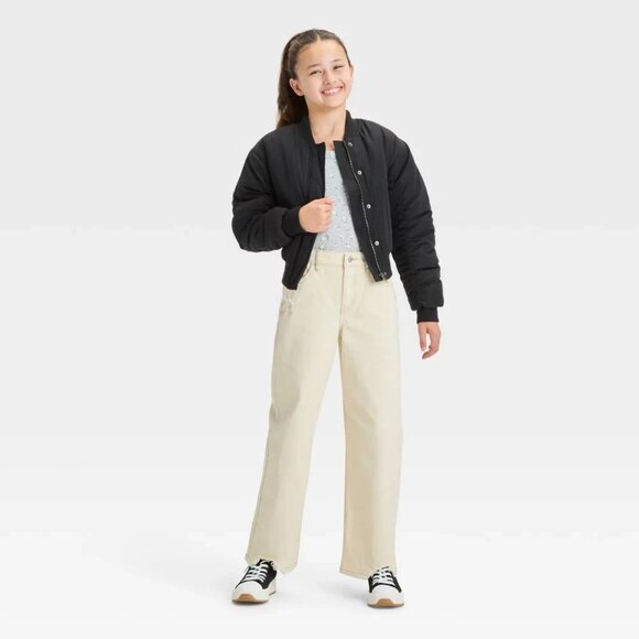 NEW Girls' Bomber Jacket - art class™ Black Medium - Picture 3 of 6